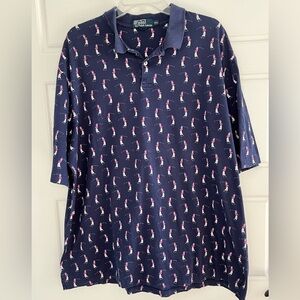Polo Ralph Lauren Mens XXL Short Sleeve Golf Golfer Novelty Print Allover Preppy